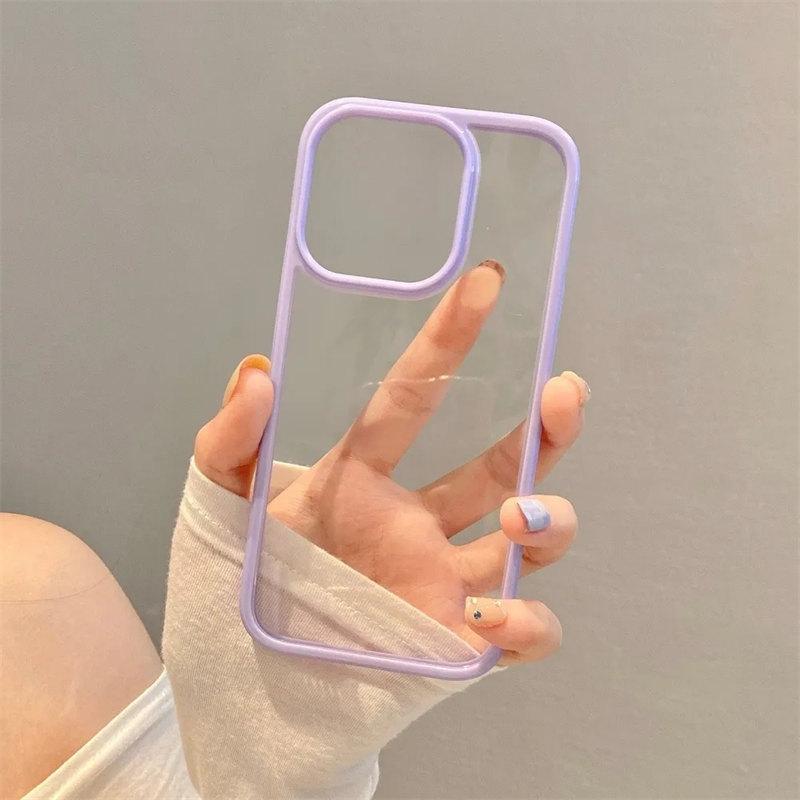 Прозрачный чехол-бампер цвета конфет для iPhone 16 15 14 13 Mini 12 11 Pro Max XR XS X 7 8 Plus SE2020, мягкая противоударная задняя крышка