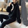 Повседневный комплект женской одежды, спортивный костюм, женская одежда весна/осень, свободный крой, толстовка с капюшоном