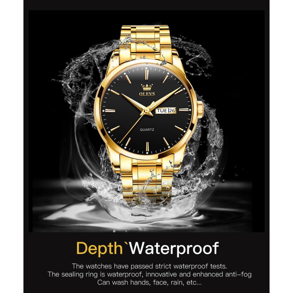 OLEVS Новые деловые и развлекательные кварцевые часы со стальным ремешком, многофункциональные водонепроницаемые светящиеся мужские часы