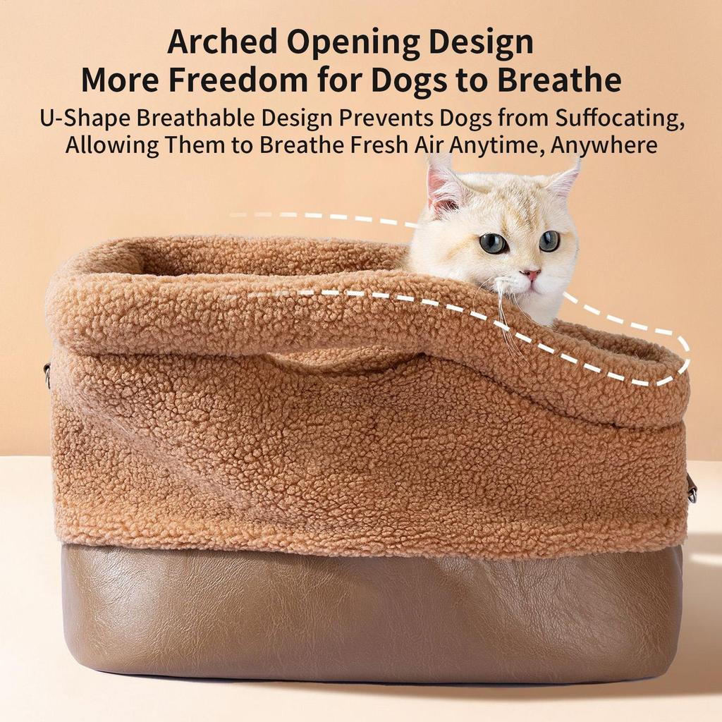 Small Pet Carrier Waterproof Pet Shoulder Bag With Safety Harness Buckle Dog Carrying Bag For Small Medium Breed Winter Travel
