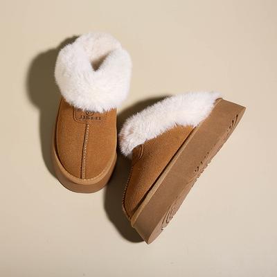 Повседневные и удобные короткие зимние ботинки женские 2025 новая модель зимние пушистые хлопковые ботинки на небольшой платформе