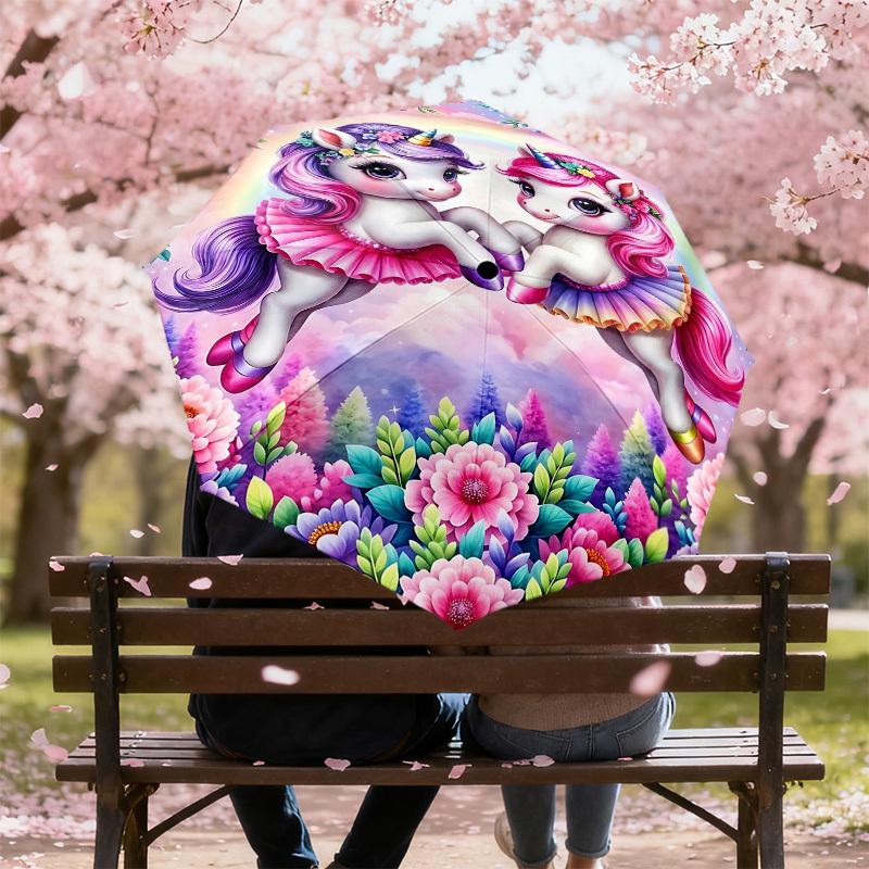 1PC Unicorn Umbrella-8-Rib Reinforced, Automatic Open, Lightweight & Durable, Fashion Accessory for Outdoor, H0394