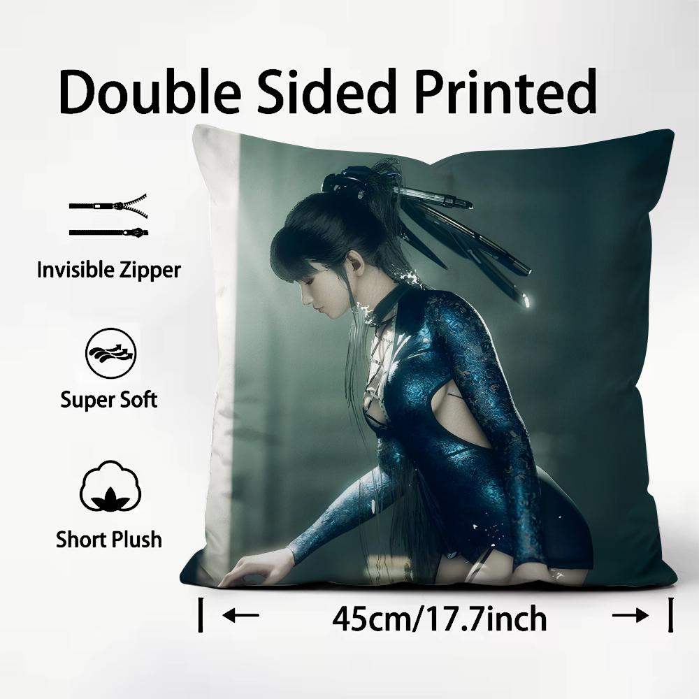 SStellar BladeE Game Cushion Cover Plush Fabric Soft DoubleSided Printed Sofa Warm Winter Home Child Gift Pillow Case