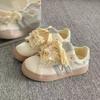 Guochao Niche Bow Graffiti Printing Little White Shoes Women's Spring New Versatile Casual Board Shoes