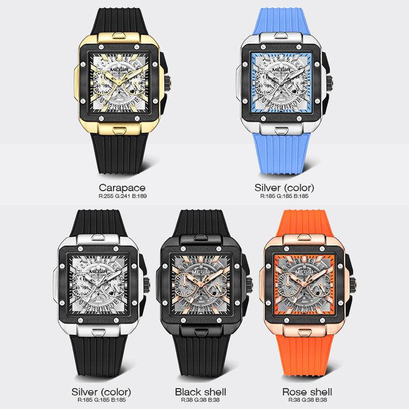 Часы для мужчин Роскошные спортивные кварцевые наручные часы с силиконовым ремешком Светящиеся стрелки Дата Мужской хронограф Часы Reloj Hombr