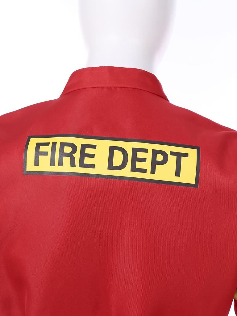 Мужской костюм пожарного, комплект из 4 предметов: пластиковый шлем, куртка с длинными рукавами, пальто, брюки и пояс, светоотражающие полосы