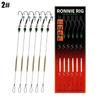 Pre-tied Ronnie Rigs Carp Fishing Rigs Quick Change Swivel Connector Carp Hooks with Rubber Sleeves for Angling Tackle