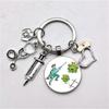 1Pc Nurse Medical Syringe Keychain Glass Key Ring Pendant Stethoscope Pattern Keychain Gift