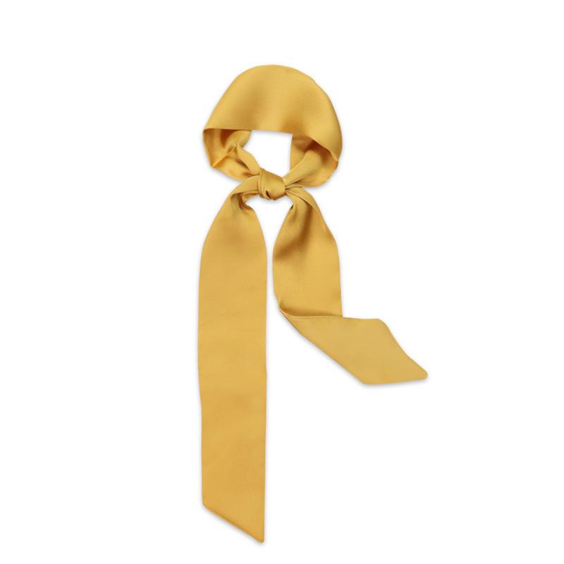 Women's Solid Silk Ribbon Scarf: Thin, Long, Narrow Neck Tie & Shirt Accessory