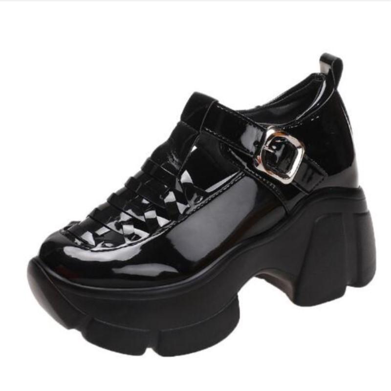 Осенне-весенние новые босоножки Мэри Джейн на высоком каблуке с полой толстой подошвой внутри, модные дышащие босоножки P797