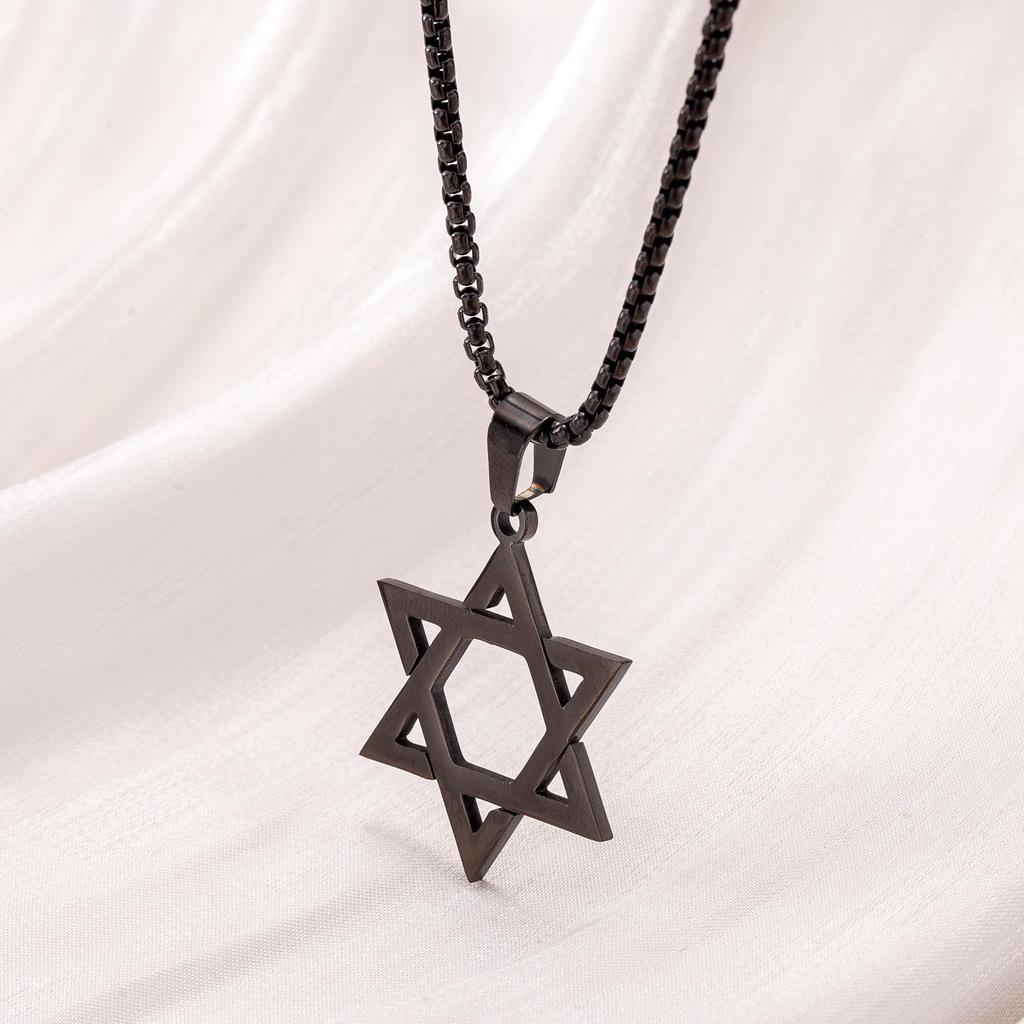 Модное ожерелье из титановой стали: Унисекс Подвеска из нержавеющей стали в виде полой звезды, Длинная цепочка