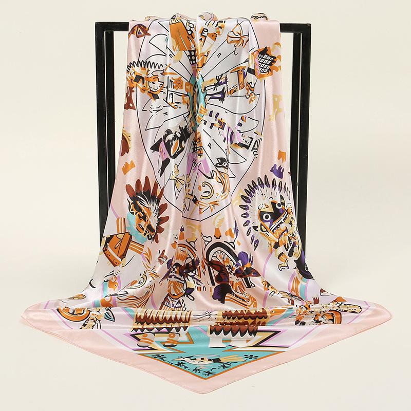 New European and American Printed Silk Square Scarf Fashion Women's Versatile Bag Headscarf Professional Scarf Silk Scarf
