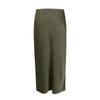Women's High-Quality Satin Half Skirt With Elastic High Waist Solid Color Split Mid Length Skirt