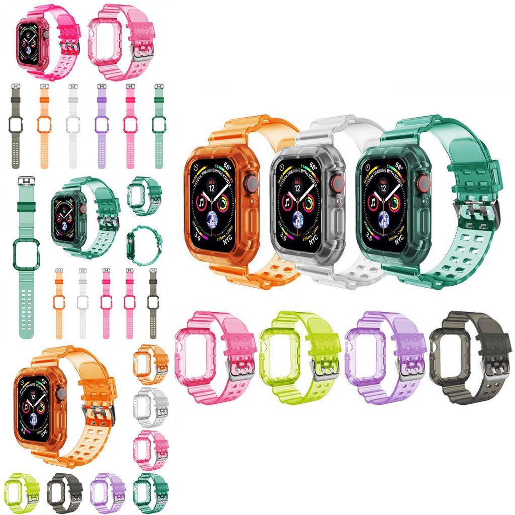 Прозрачный спортивный ремешок из ТПУ для Apple Watch Series 1/2/3/4/5/6/7/se Регулируемый и с точными вырезами