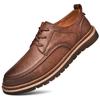 Autumn New Men Shoes Brogue Casual Shoes Men Genuine Leather Shoes Work Boots Business Casual Sneakers