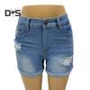 Джинсовые шорты для женщин с высокой талией, рваные, потертые джинсовые шорты, летние эластичные повседневные шорты с карманами