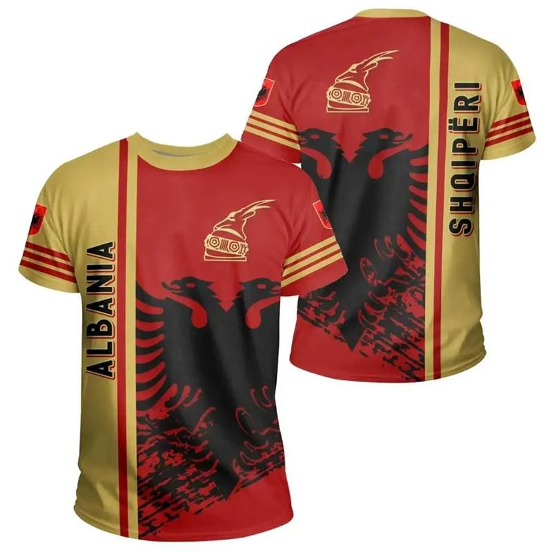 Футболки с рисунком флага Албании, футболка с 3D принтом национального герба Албании для мужчин, одежда для спортивных соревнований, Джерси, футболка с орлом, топы для мальчиков