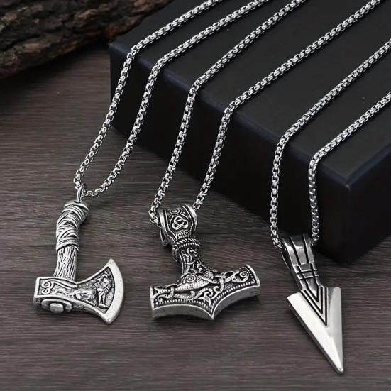 3 шт. Ожерелье викингов, молот викингов, наконечник копья, топор, скандинавский кулон, ювелирное изделие, амулет