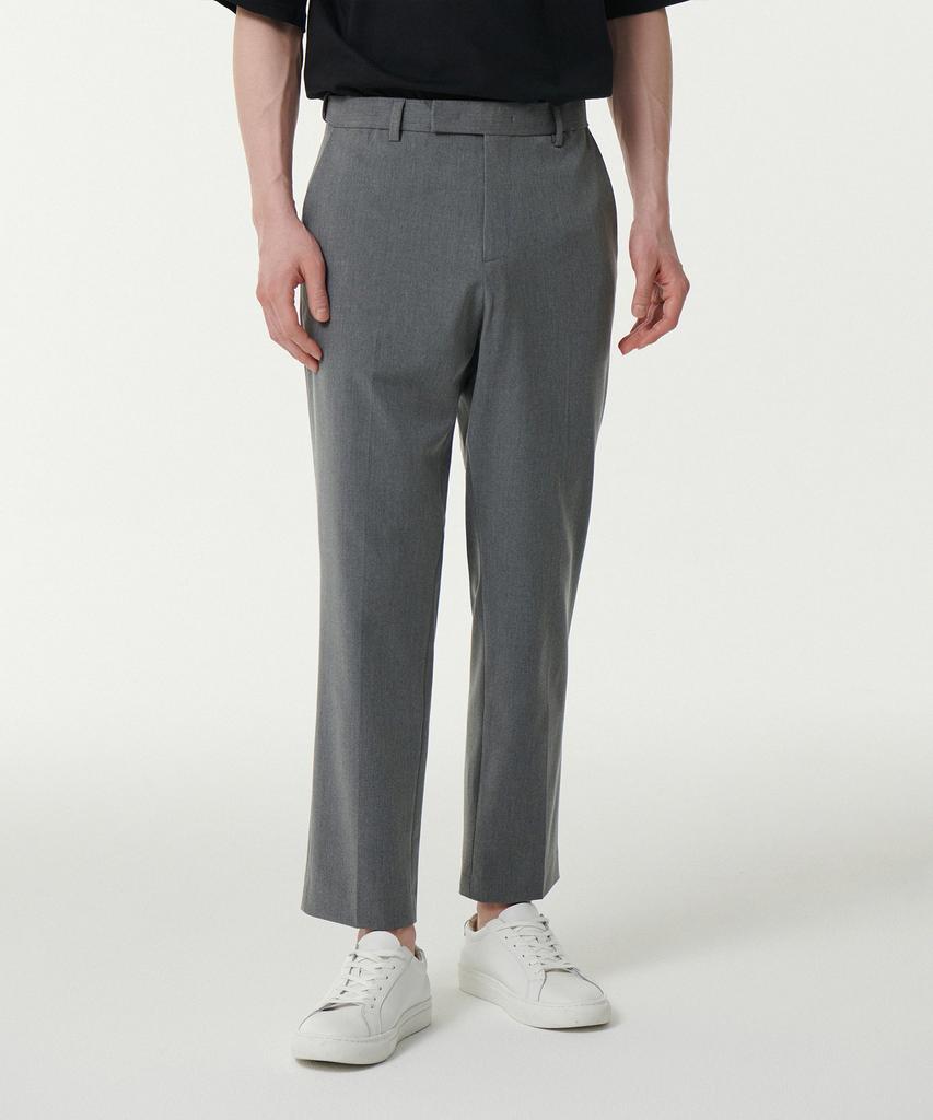 MUSINSA STANDARD Relaxed Tapered Hidden Banding Crop Slacks [Melange Gray]