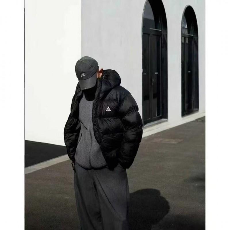 Mens Lightweight Puffer Jacket With Hood Color-Block Design Warm Cotton-Filled Outdoor Coat Winter