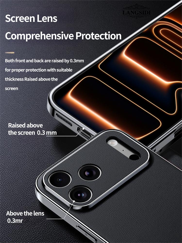 Кожаный чехол для телефона для iPhone 17 16 15 14 Pro Max Air 17Pro 16Pro Защита всей камеры Задняя крышка