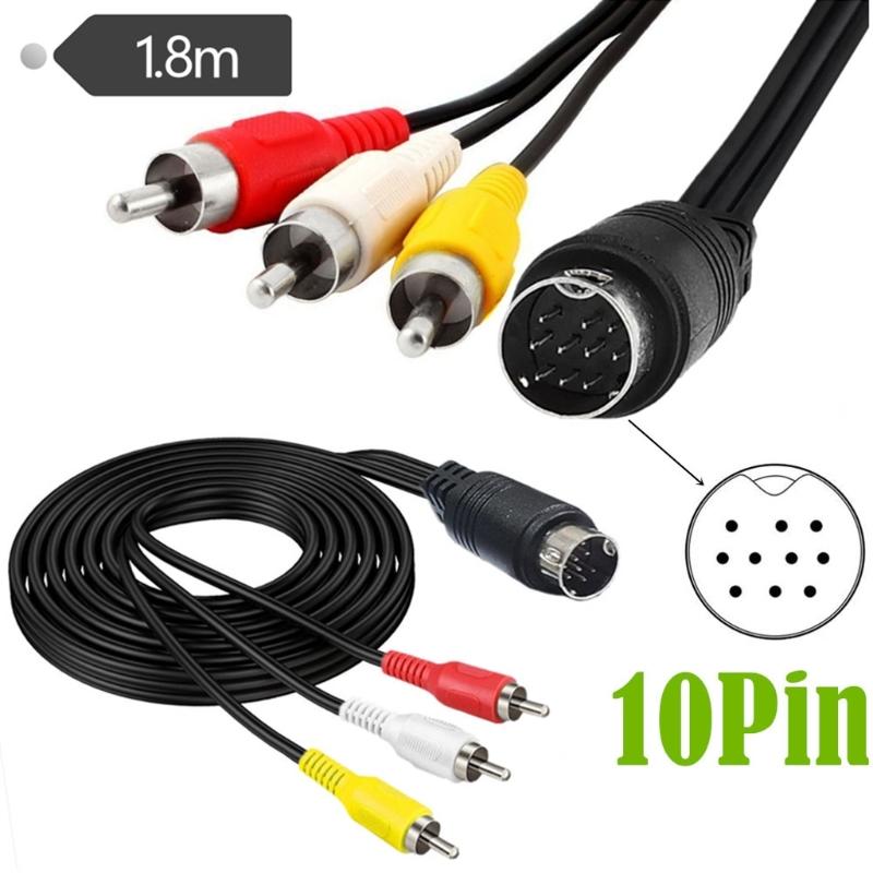 Кабель S-Video Mini DIN 10-контактный Папа на 3RCA Видеокабель 1,8 м Шнур Соединение для Аудио- и Видеоустройств