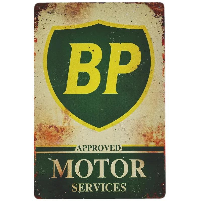 Винтажные Металлические Жестяные Вывески Декор Моторное Масло Бензин BP Гараж Свечи Зажигания Настенная Табличка Художественные Постеры Декор