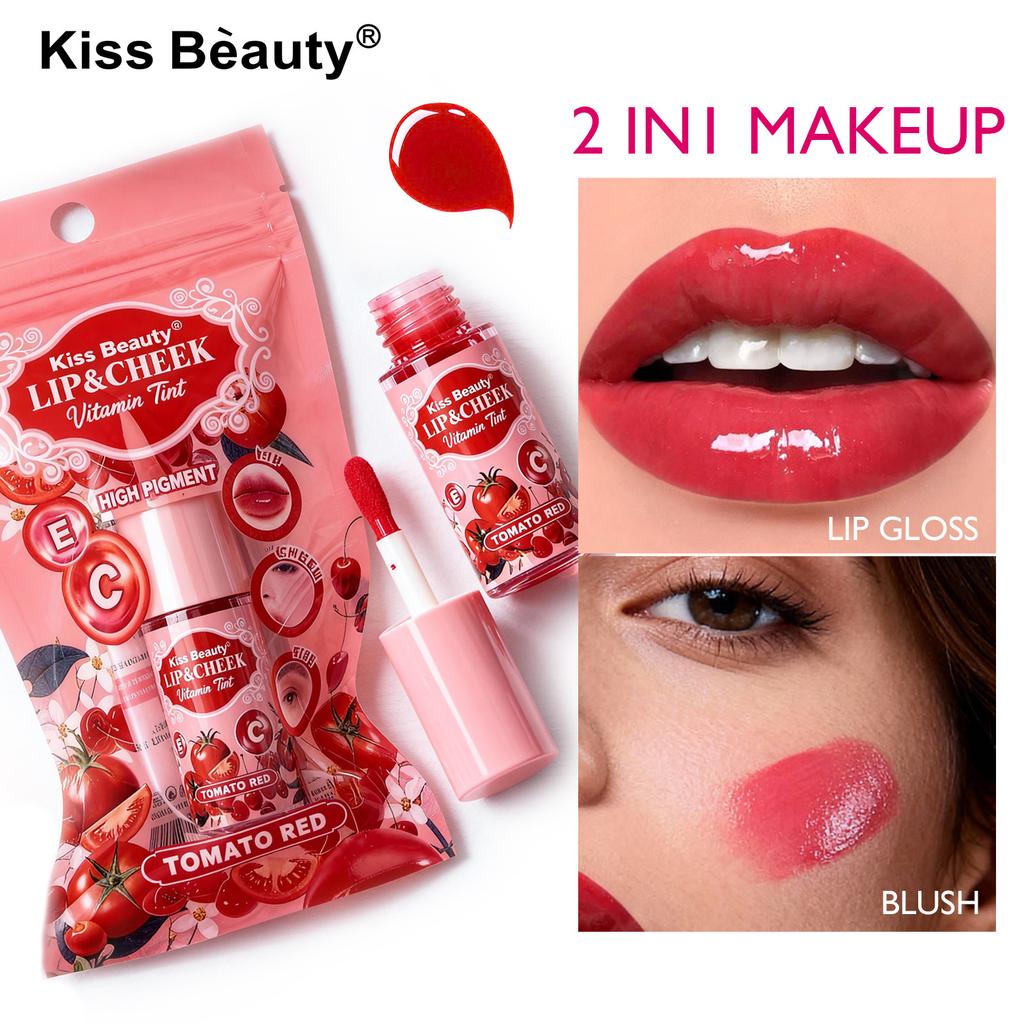 Kiss Beauty Блеск для губ румяна жидкая помада для губ и щек двойного назначения тон лица натуральное отбеливание блеск для губ
