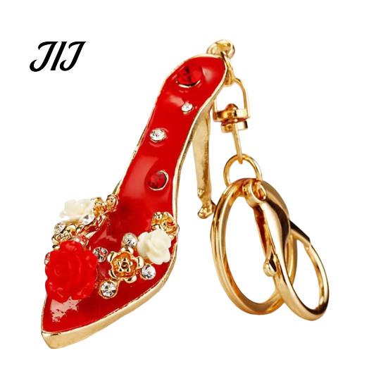 High Heel Purse Charm Rhinestone Rose Keychain, Sparkling High-Heeled Shoes Key Ring, Keyring Pendant Bag Backpack Hanging Decor Charm, Gift for Women
