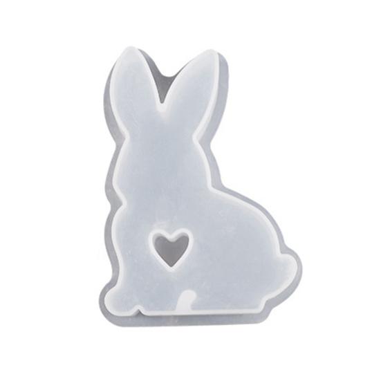 Easter Bunny Candle Silicone Mold Hollow Love Heart Non-stick DIY Homemade Aromatherapy Scented Candle Decoration Gypsum Epoxy Resin Casting Mould