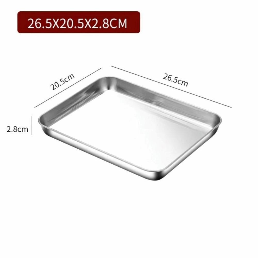Rustless Steel Rice Noodle Plate Flat Bottom Flat Bake Dish Stackable Food Plate Dish Serving