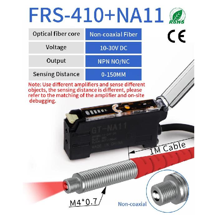 GTRIC Fiber Optic Sensor Amplifier Combo Kit M3 1-2M Cable Coaxial Non-coaxial NA11 Digital Display Optical Photoelectric Switch