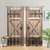 2 Pieces, Rural Barn Door Wooden Cabin Curtains - Semi Transparent - Suitable for Living Room, Bedroom, Kitchen, Home Decoration