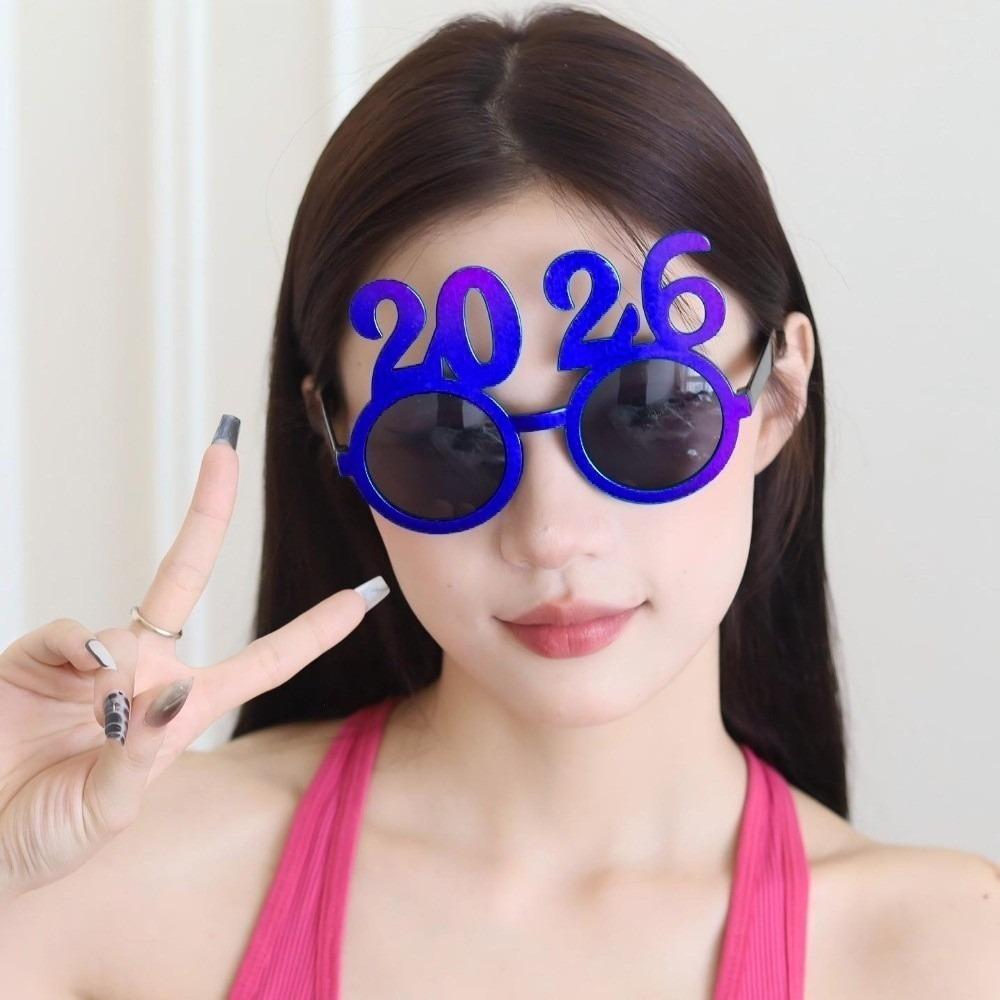 Блестящие Очки С Новым 2026 Годом Милые Креативные Рождественские Очки Цветные Сладкие Новогодние Декоративные Солнцезащитные Очки