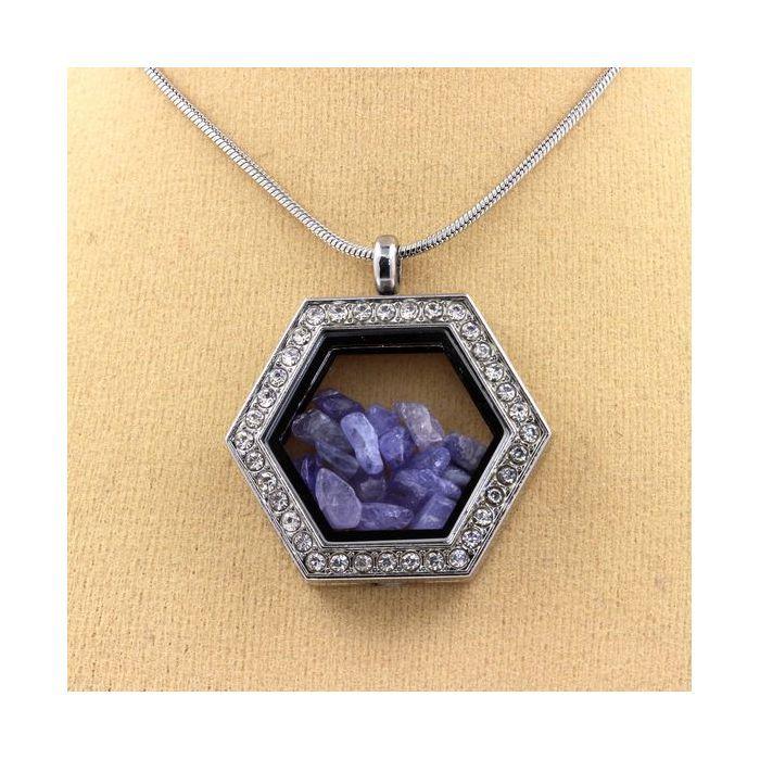 Stones and Minerals. Raw Tanzanite Necklace. Hexagon Model.