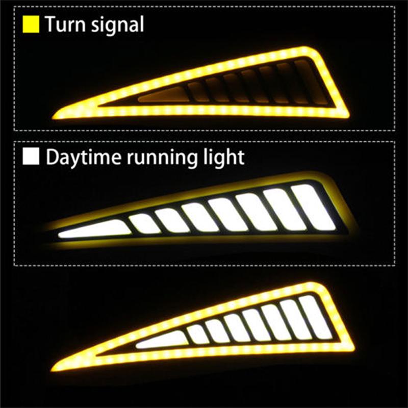 Car Led Bumper Strip Cob Daytime Running Light Yellow Turn Signal Daylight Drl