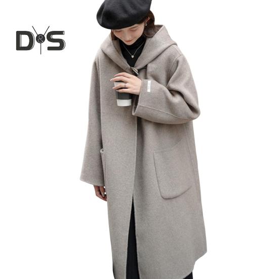 Женское зимнее пальто с капюшоном и карманами, однотонный кардиган с открытой строчкой, пальто средней длины, термобелье с длинными рукавами, зимнее пальто для поездок на работу и свиданий