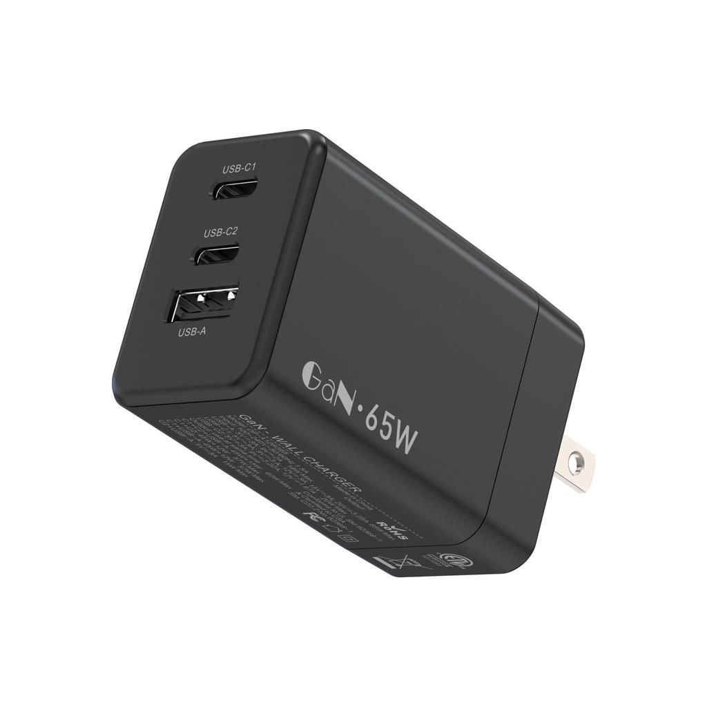 Для зарядного устройства ноутбука, 65 Вт GaN, 3 порта USB-C, адаптер питания с блоком зарядки Type-C для iPhone 16/15/14/13, MacBook, iPad, Galaxy