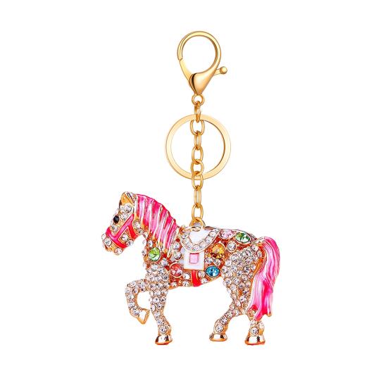 Keychain 2026 Year of Horse Key Chain Shiny Rhinestone Horse Animal Design Keychain Bag Charm Accessory