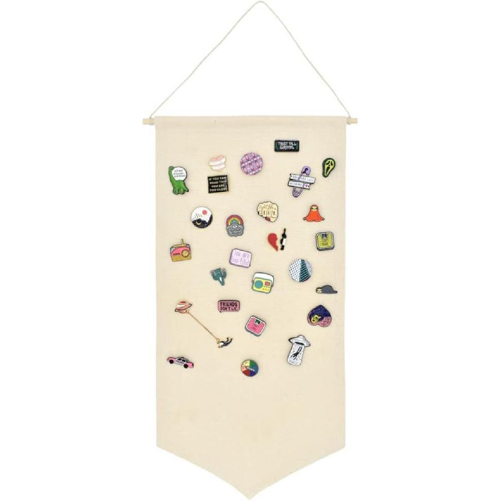 Wall Hanging Brooch Jewelry Storage Case Canvas Display Stand Enamel Pin Display Banner Holder Earrings Necklace Glitter Pin Collection Organizer