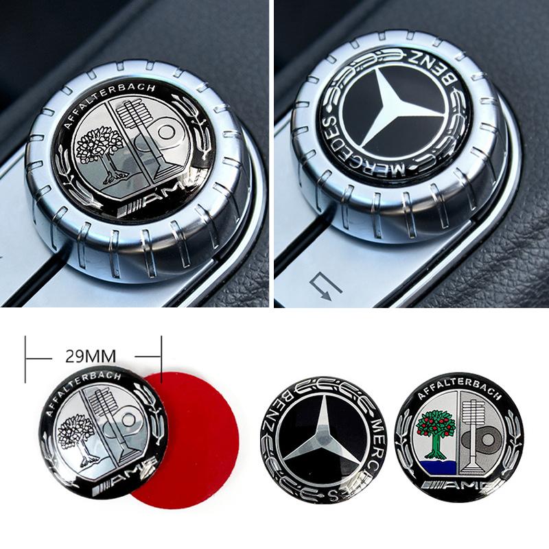 AABGT1 Aluminum 29mm Car Multimedia Knob Badge Stickers for Mercedes Benz W124 W140 W163 W202 W203 W204 W205 CLA CLK CLS GLA GLC