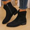 Распродажа женской обуви 2024 года, модные женские ботинки с боковой молнией, зимние замшевые однотонные короткие бочонки на низком каблуке, большие размеры, Botas De Mujer