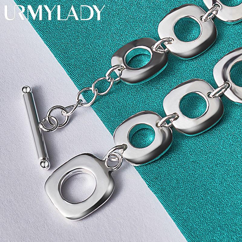 Браслет-цепочка из стерлингового серебра 925 пробы с круглым кольцом, модные ювелирные изделия