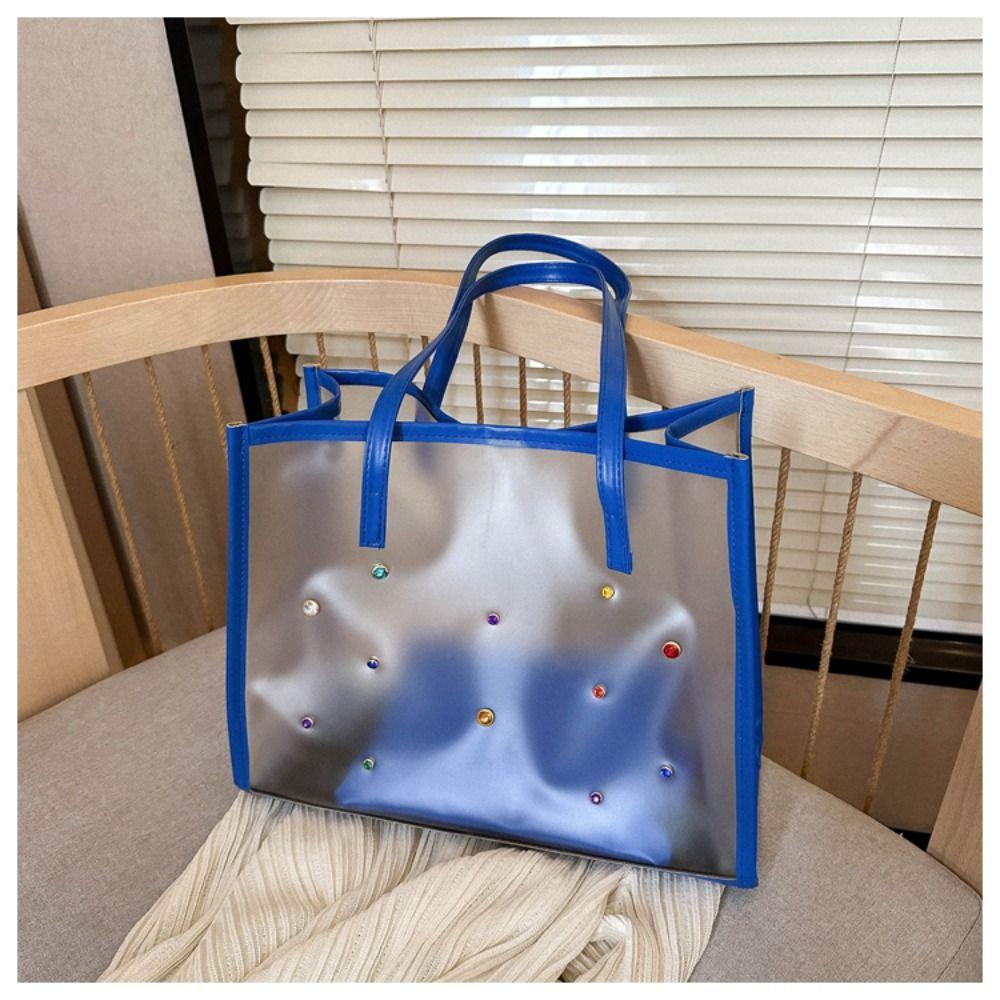 2pcs/set Beach Jelly Shoulder Bag Waterproof Shopping Bag Casual Transparent Totes Bag  Outdoor