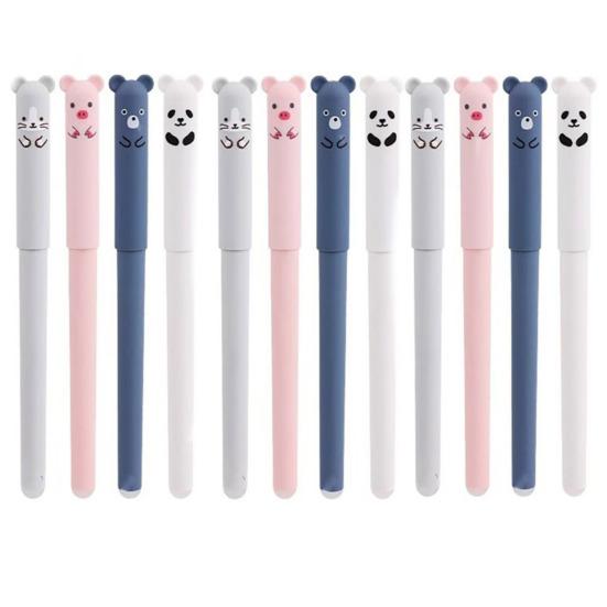 Erasable Gel Pens Fine Point 0.5mm Cartoon Design Rollerball Gel Ink Pens for Adult Kids Writing Calligraphy Note Taking
