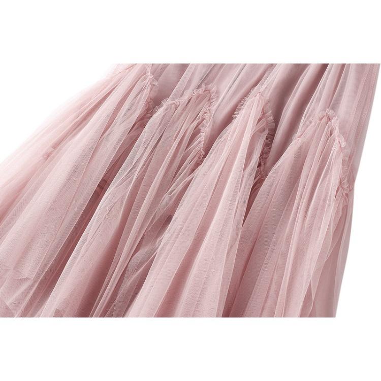 Весенне-осенняя женская юбка Юбка до половины тела Юбка-трапеция средней длины Пышная газовая юбка Длинная юбка Сетчатая свежая нерегулярная плиссированная юбка