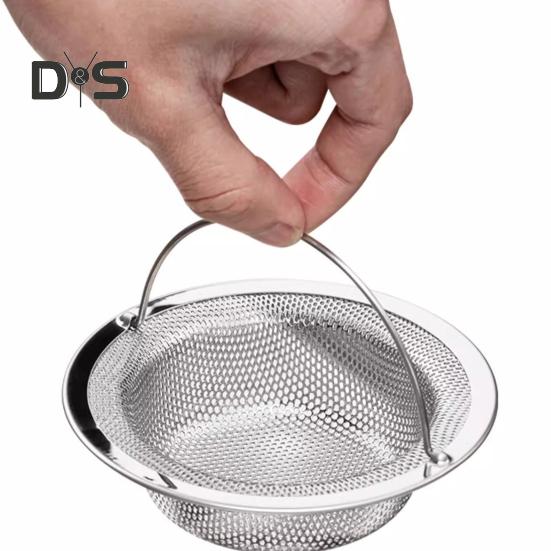 Фильтр для кухонной мойки из нержавеющей стали, большой держатель для пищевых отходов, мелкая сетка, не засоряющаяся сливная корзина, легко поднимаемая ручка, прочный канализационный фильтр