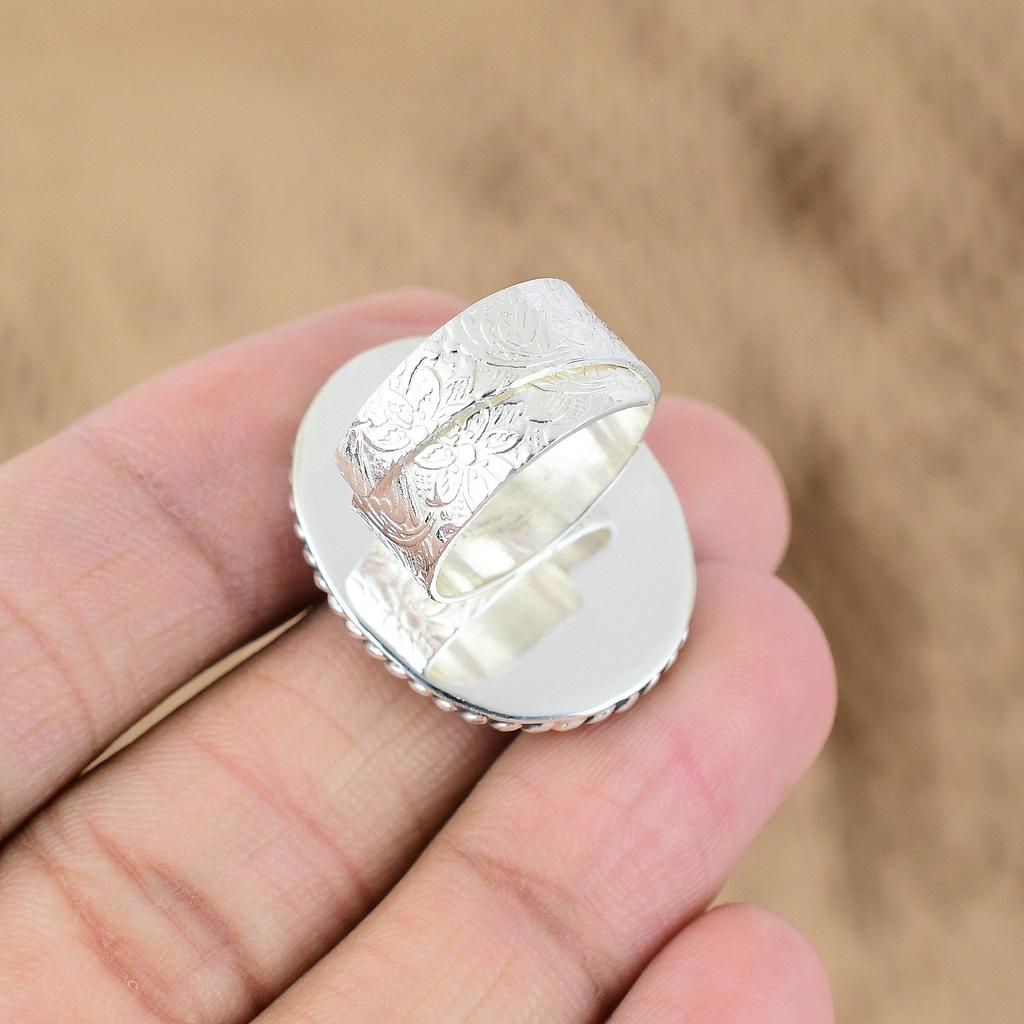 Natural Larimar Sterling Silver Wedding Wife Promise Anniversary Statement Ring