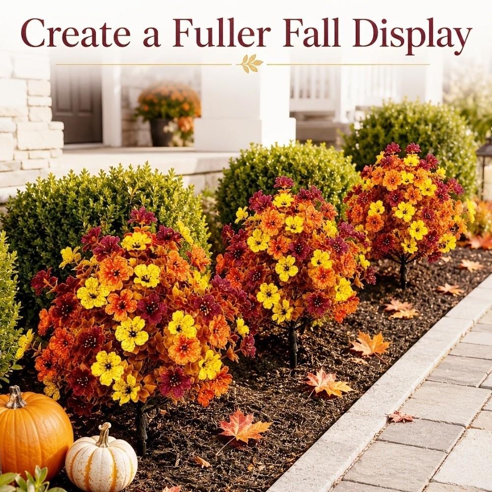 Waterproof Artificial Morning Glory Flowers UV Resistant Artificial Plant Stakes Autumn Harvest