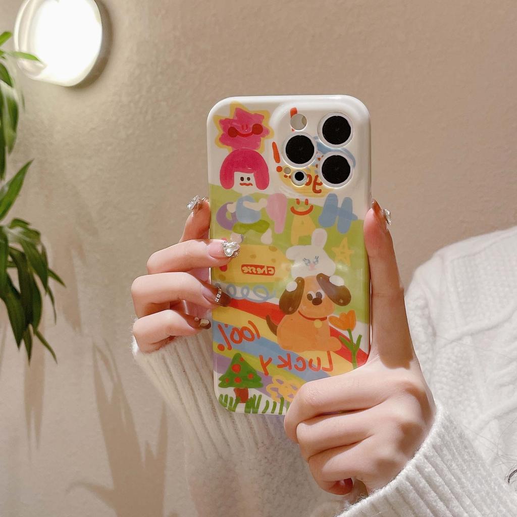 Граффити 2023 Собака Кролик Мультфильм Девушка Смайлик Милый Чехол Для Телефона Для Iphone 13 12 Promax 14 Pro Max 11 Противоударная Задняя Крышка Капа